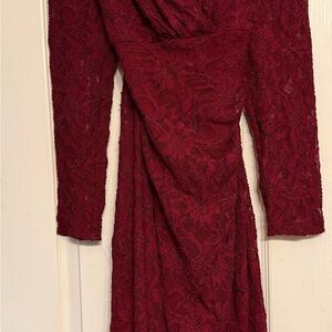 Ralph Lauren Deep Red Lace Long Sleeve Dress